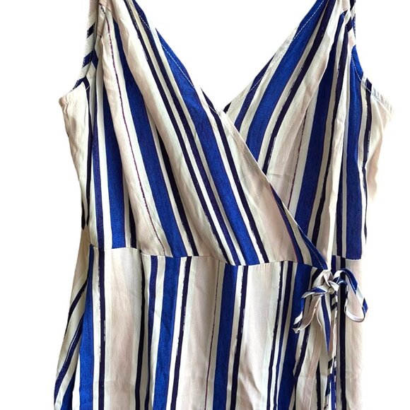 Anthropologie ASTR The Label Size M Blue White Faux Wrap Striped Maxi Dress - Picture 5 of 8